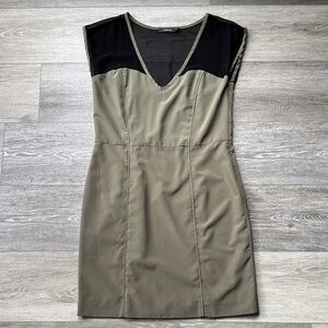Theme Olive Mini Dress with Black Yoke